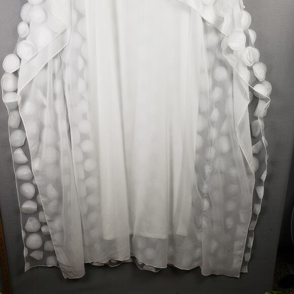 Applique Disc Chiffon Caftan Dress White Flowy Size 1X Fairy Resort Whimsical - Picture 10 of 10